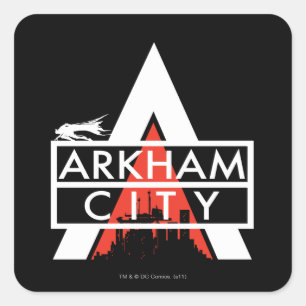 Arkham City Logotyp White Fyrkantigt Klistermärke