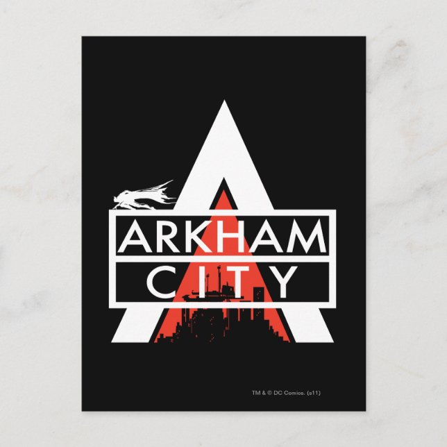 Arkham City Logotyp White Vykort (Framsida)