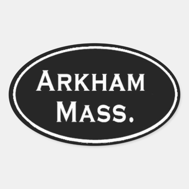 Arkham Mass. Ovalt Klistermärke (Framsida)