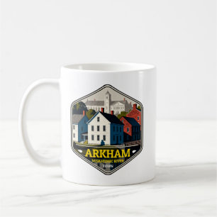 Arkham Miskatonic flod stad Vintage Resemärkesmärk Kaffemugg