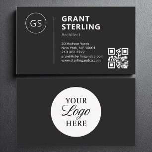 Arkitect Black White Logotyp QR Code Modern Visitkort