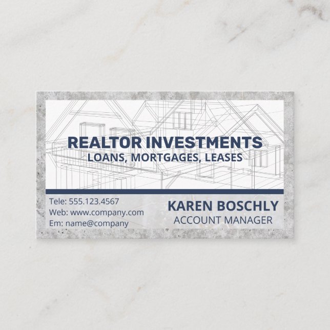 Arkitect-blåkopia | Egendom Byggnad Visitkort (Framsida)