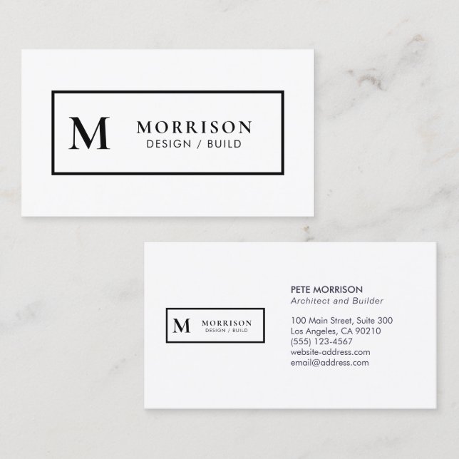 Arkitect Monogram Black White-Professionell Visitkort (Fram/baksida)