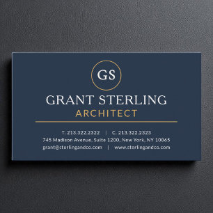 Arkitect Navy Blue Guld Luxury Modern Visitkort