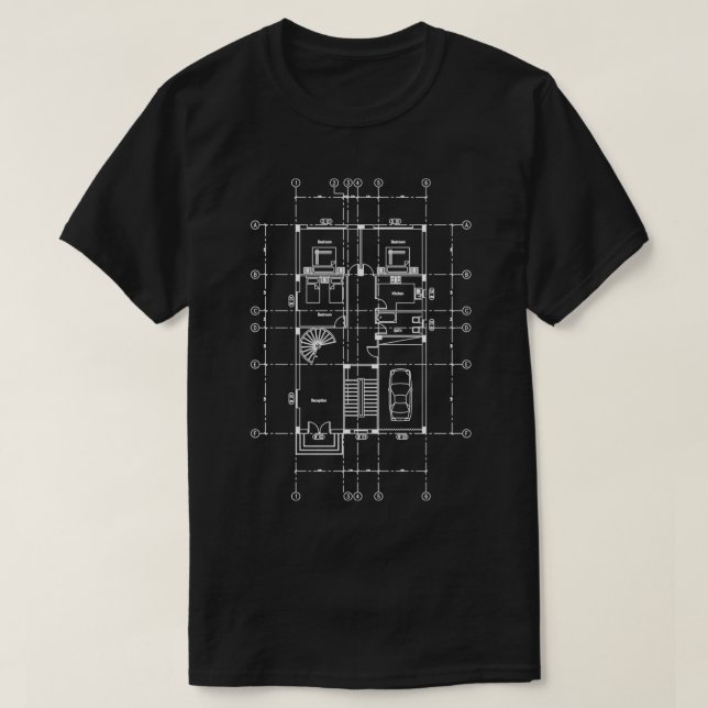 Arkitecture House golv plan Black Design Classic T Shirt (Design framsida)