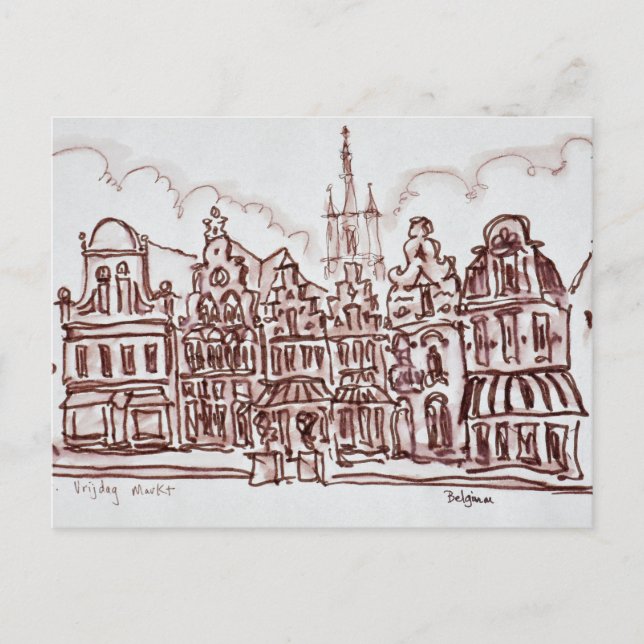 Arkitecture Vrijdagmarkt | Gent, Belgien Vykort (Framsida)