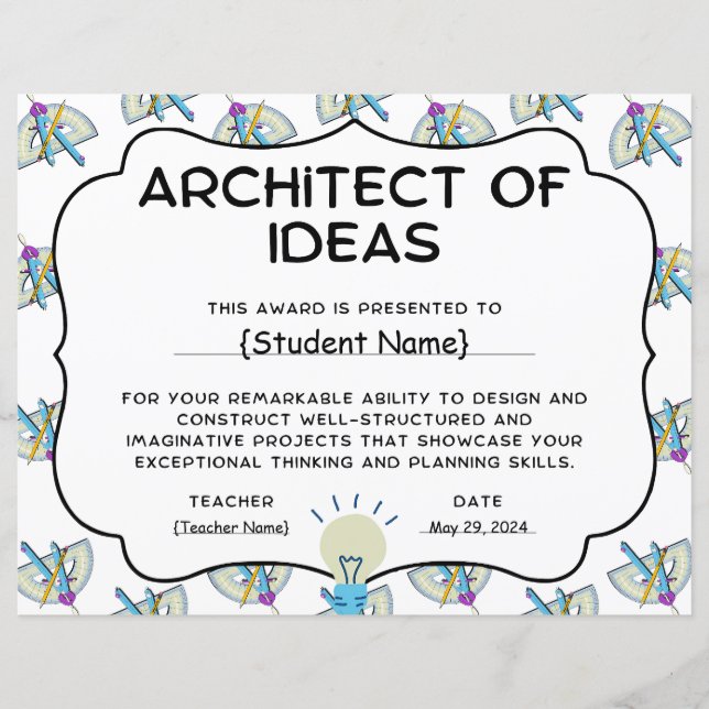 Arkitekt av Ideas Student Recognition Award Award (Framsida)