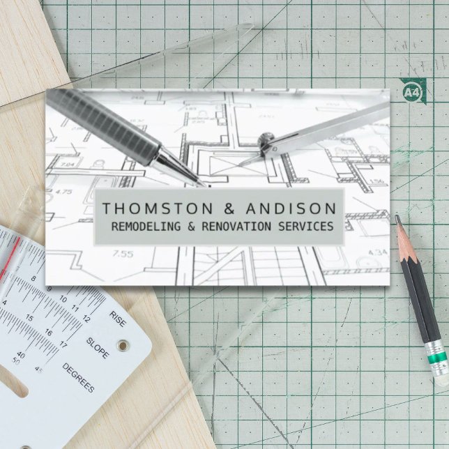 Arkitekt för Modern Construction Builder Visitkort (Modern Construction Builder Contractor Architect Business Card)