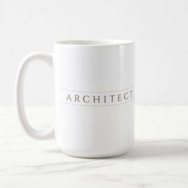 ARKITEKT Hög vit keramikkopp / Sepia Kaffemugg (Vänster)