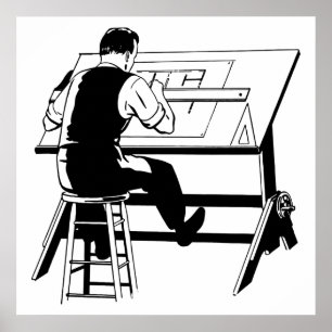 Arkitekt ingenjör redaktionell illustration av bor poster