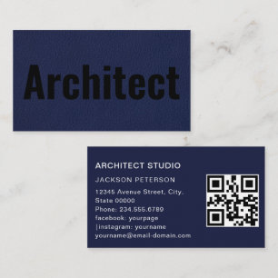 Arkitekt - minimalistisk fet Elegant - blå QR Visitkort