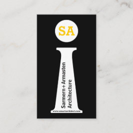 Arkitekt modern svart, vit, gult monogram visitkort