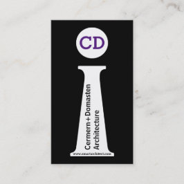 Arkitekt, modern svart, vit, lila monogram visitkort
