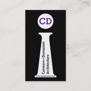 Arkitekt, modern svart, vit, lila monogram visitkort