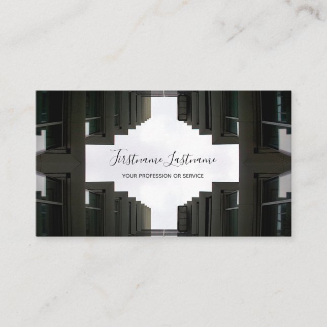 Arkitekt, modernt glasfacade office byggnad visitkort (Framsida)