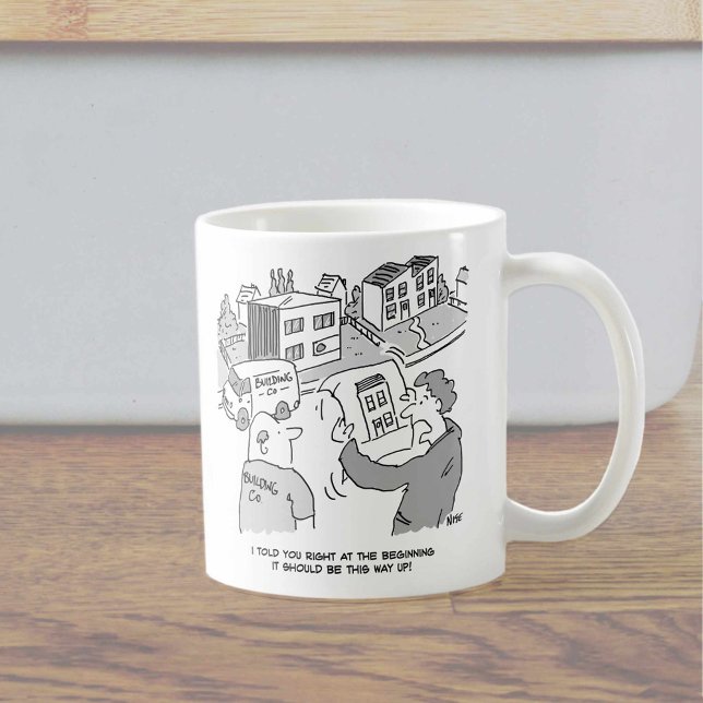 Arkitekt och byggare Tittar på House Plans Kaffemugg (Skapare uppladdad)