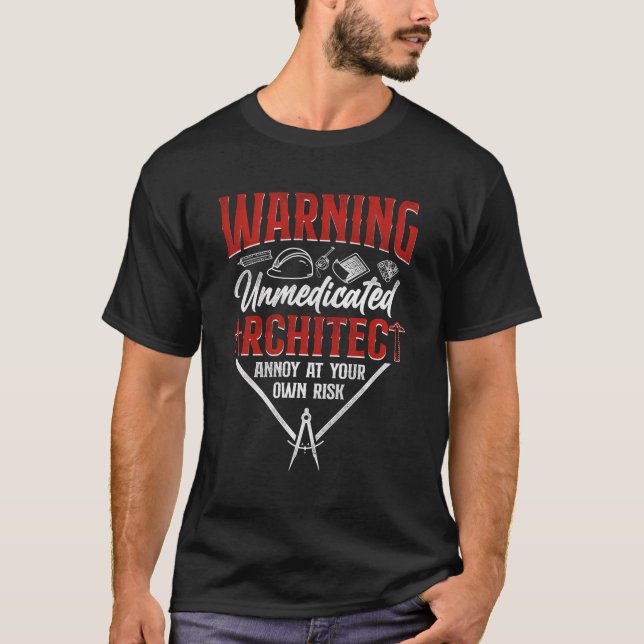 Arkitekt Student Arkitecture Varning Omedicinerat T Shirt (Framsida)