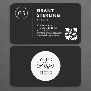 Arkitekt Svart Logo QR-kod Professionell Visitkort