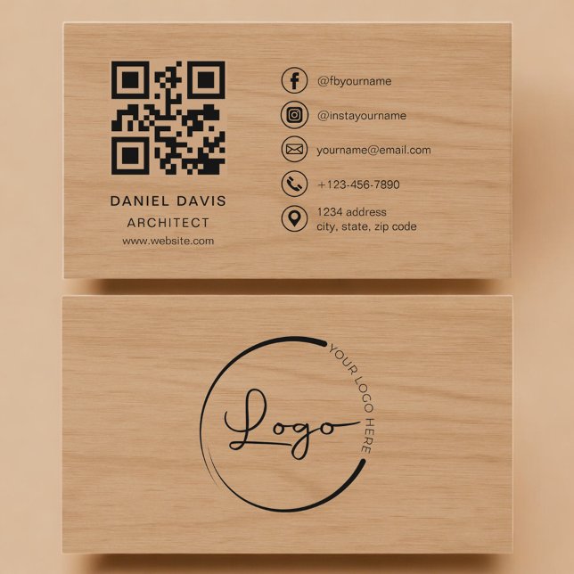 Arkitekt Trä Professionell QR-kod Visitkort (Skapare uppladdad)