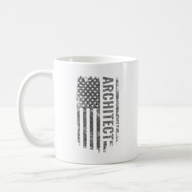 Arkitekt USA Flagga Distressed design Kaffemugg (Vänster)