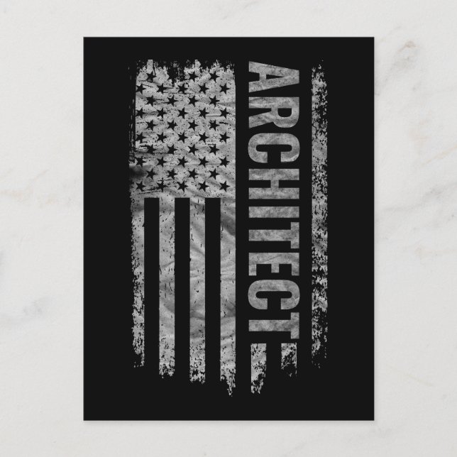 Arkitekt USA Flagga Distressed design Vykort (Framsida)
