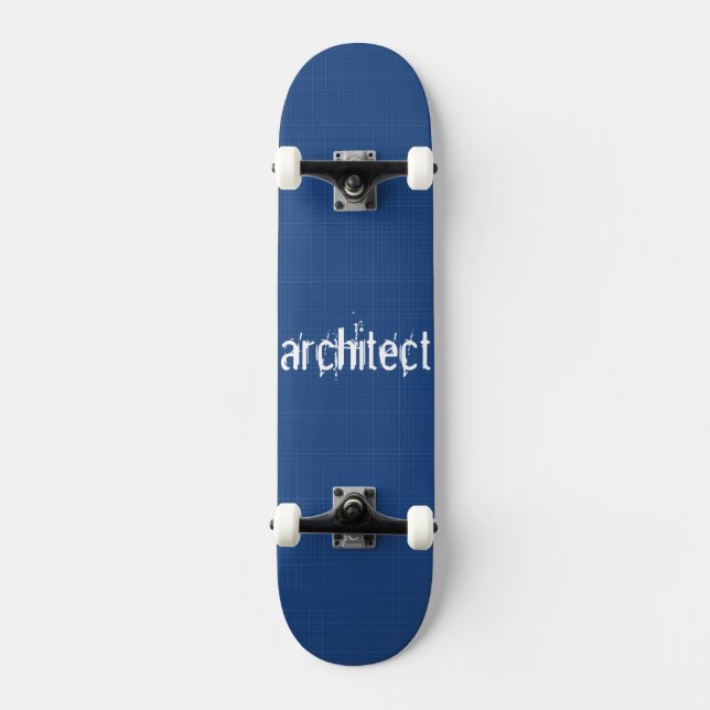 Arkitektens blåkopia mini skateboard bräda 18,5 cm (Framsida)