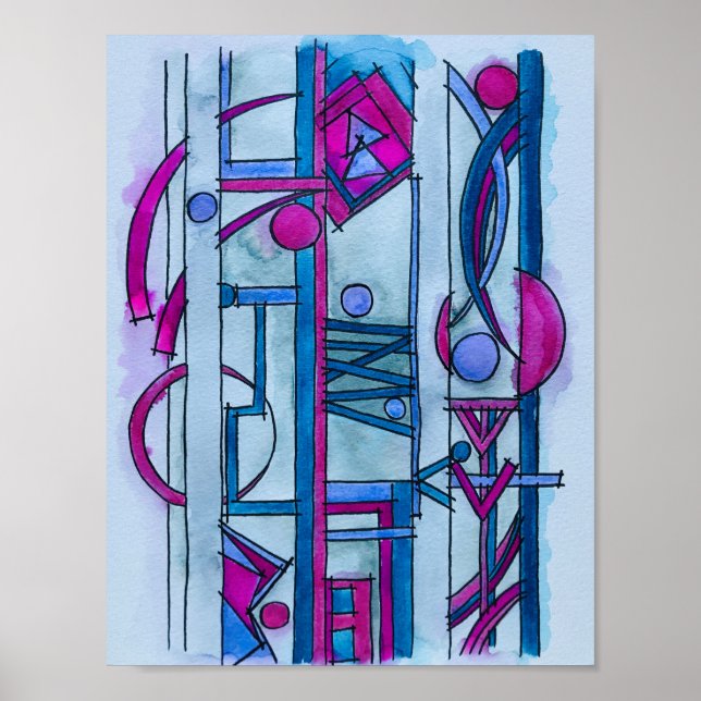 Arkitektens Dream-Modern Bauhaus Geometric Art Poster (Framsidan)