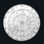 Arkitektens Dream Two-Modern Bauhaus Geometric Art Darttavla<br><div class="desc">Arkitektens Dream Two - Black and White Dartboard med Modern Bauhaus Geometric Bläck Teckning</div>