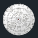 Arkitektens Dream Two-Modern Bauhaus Geometric Art Darttavla<br><div class="desc">Arkitektens Dream Two - Black and White Dartboard med Modern Bauhaus Geometric Bläck Teckning</div>