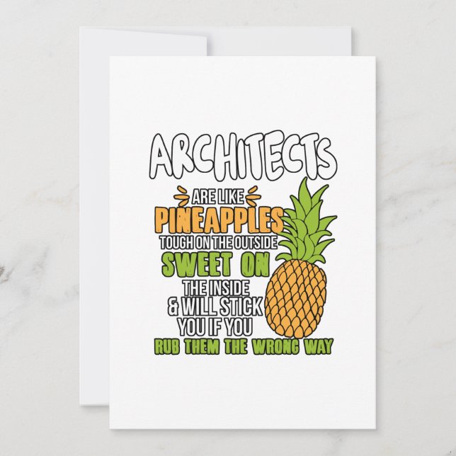 Arkitekter är som ananas. tack kort (Framsida)