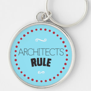 Arkitekter härskar Keychain - blått Rund Silverfärgad Nyckelring