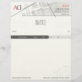 Arkitektfakturamall med design av blåkopia brevhuvud