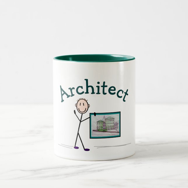 Arkitektgåvor—Stick Person Design Två-Tonad Mugg (Center)