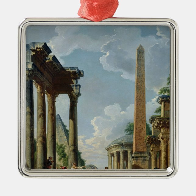 Arkitektonisk Capriccio med en Preacher Julgransprydnad Metall (Framsidan)