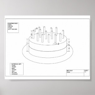 Arkitektonisk födelsedagtårta poster
