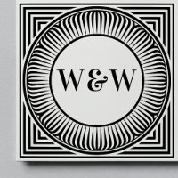 Arkitektonisk geometrisk monogram konststämpel
