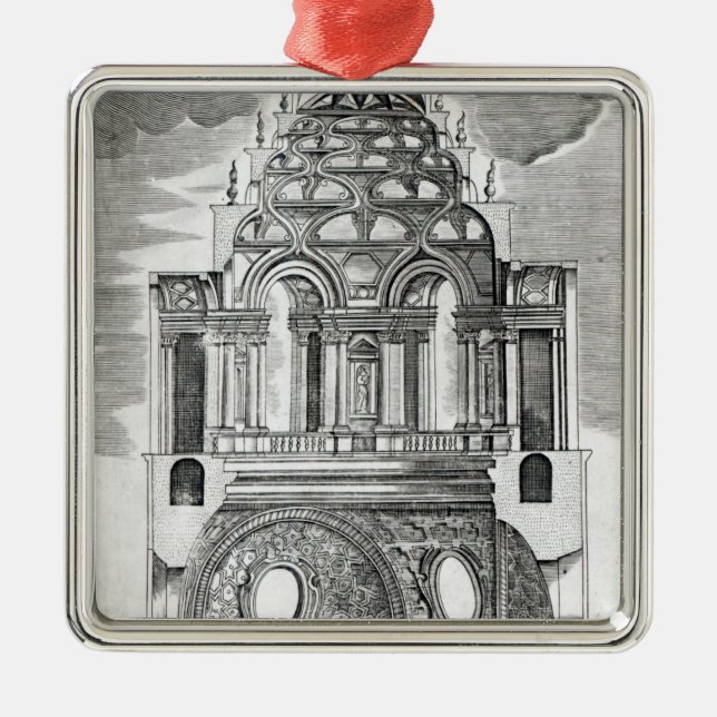 Arkitektonisk illustration julgransprydnad metall (Framsidan)