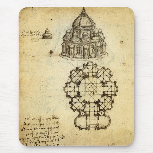 Arkitektonisk katedralstudie av Leonardo da Vinci Musmatta (Framsidan)