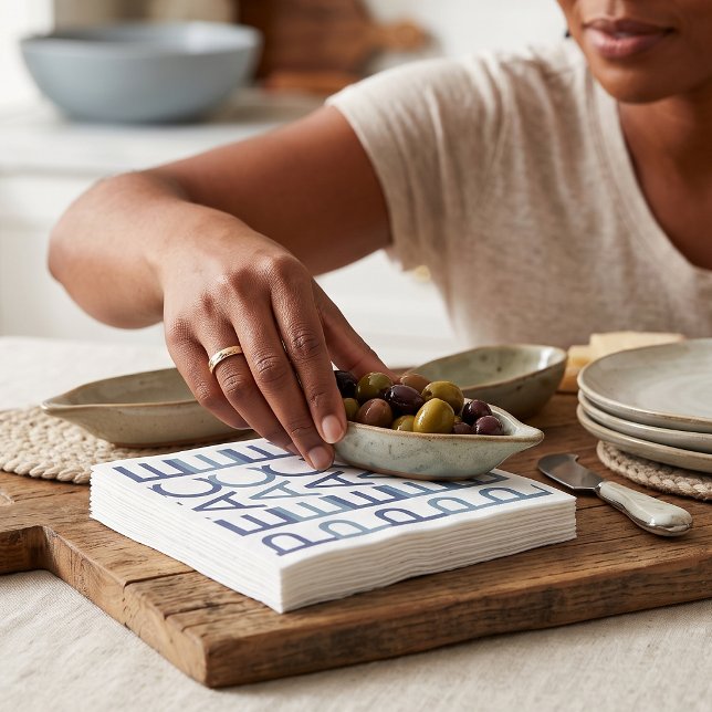 Arkitektonisk Linjekonst | Kobolt Jul Frid Pappersservett (Lifestyle Shot)