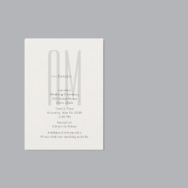 Arkitektonisk Monogram Bröllopsdetaljkort Tilläggskort