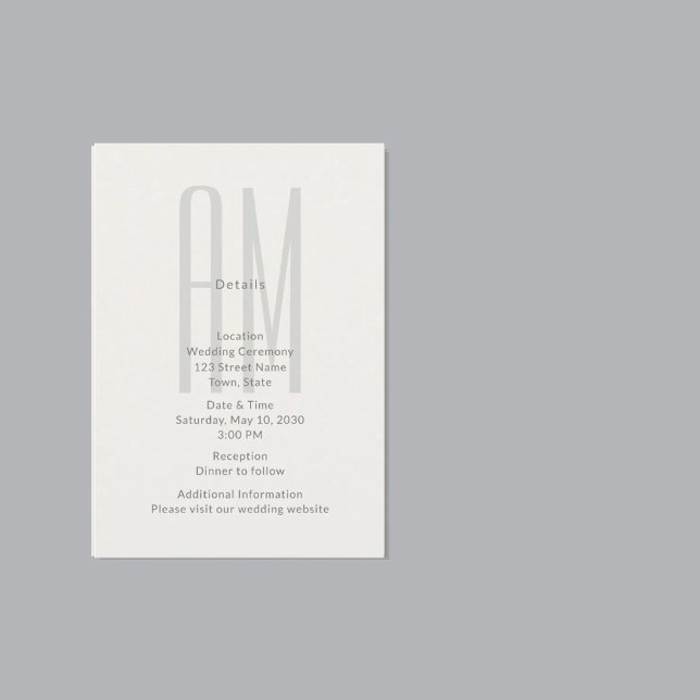 Arkitektonisk Monogram Bröllopsdetaljkort Tilläggskort (Skapare uppladdad)