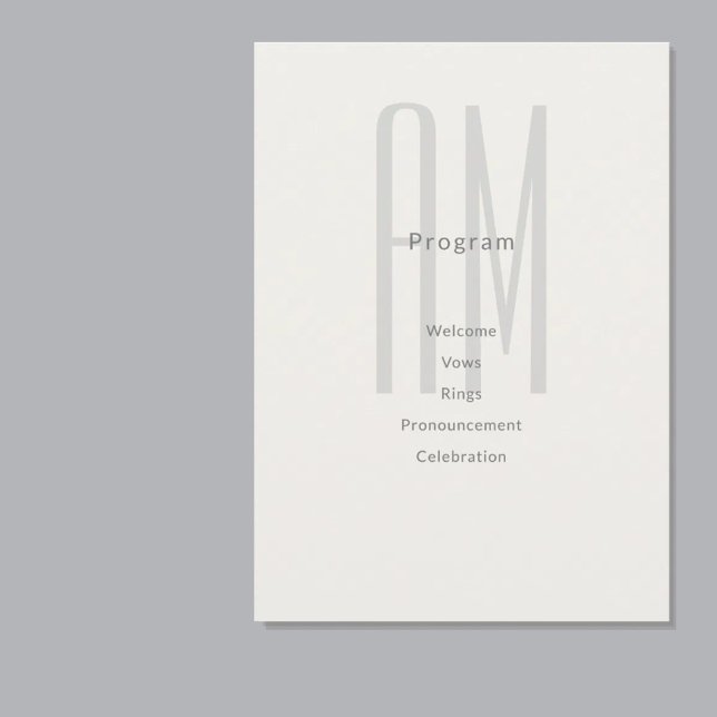 Arkitektonisk Monogram Bröllopsprogramkort Program (Skapare uppladdad)