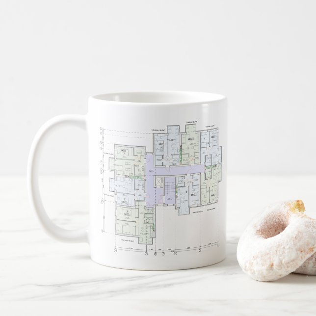 Arkitektonisk ritning  kaffemugg (Med munk)