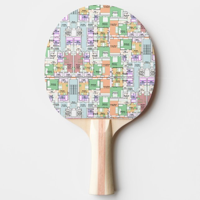 Arkitektonisk Ritning Mönster Anpassad  Pingisracket (Framsidan)