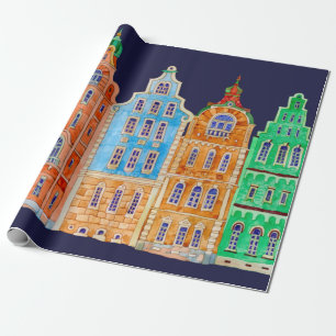 Arkitektoniskt sömlöst gräns mönster på mörk bl presentpapper
