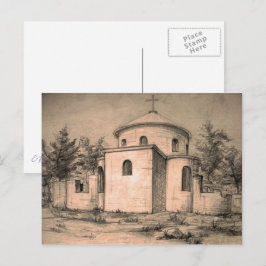 Arkitektur Ancienortodoxa Church Teckning Art Vykort