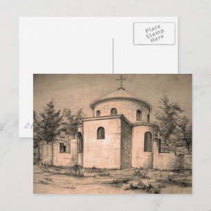 Arkitektur Ancienortodoxa Church Teckning Art Vykort