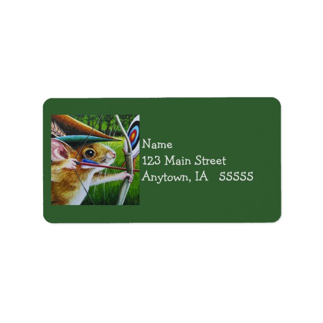 Arkitektur - Camp Mouse Bow & Arrow Watercolor Art Adressetikett (Framsidan)