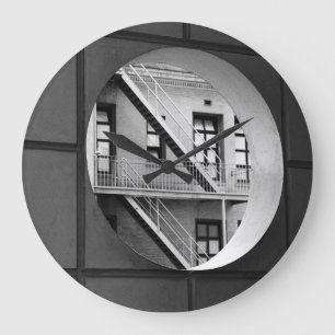 Arkitektur Circle & Linjer Black and White Photo Stor Klocka