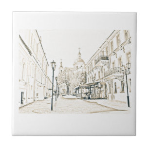 Arkitektur Cityscape Vitebsk Sketch Kakelplatta